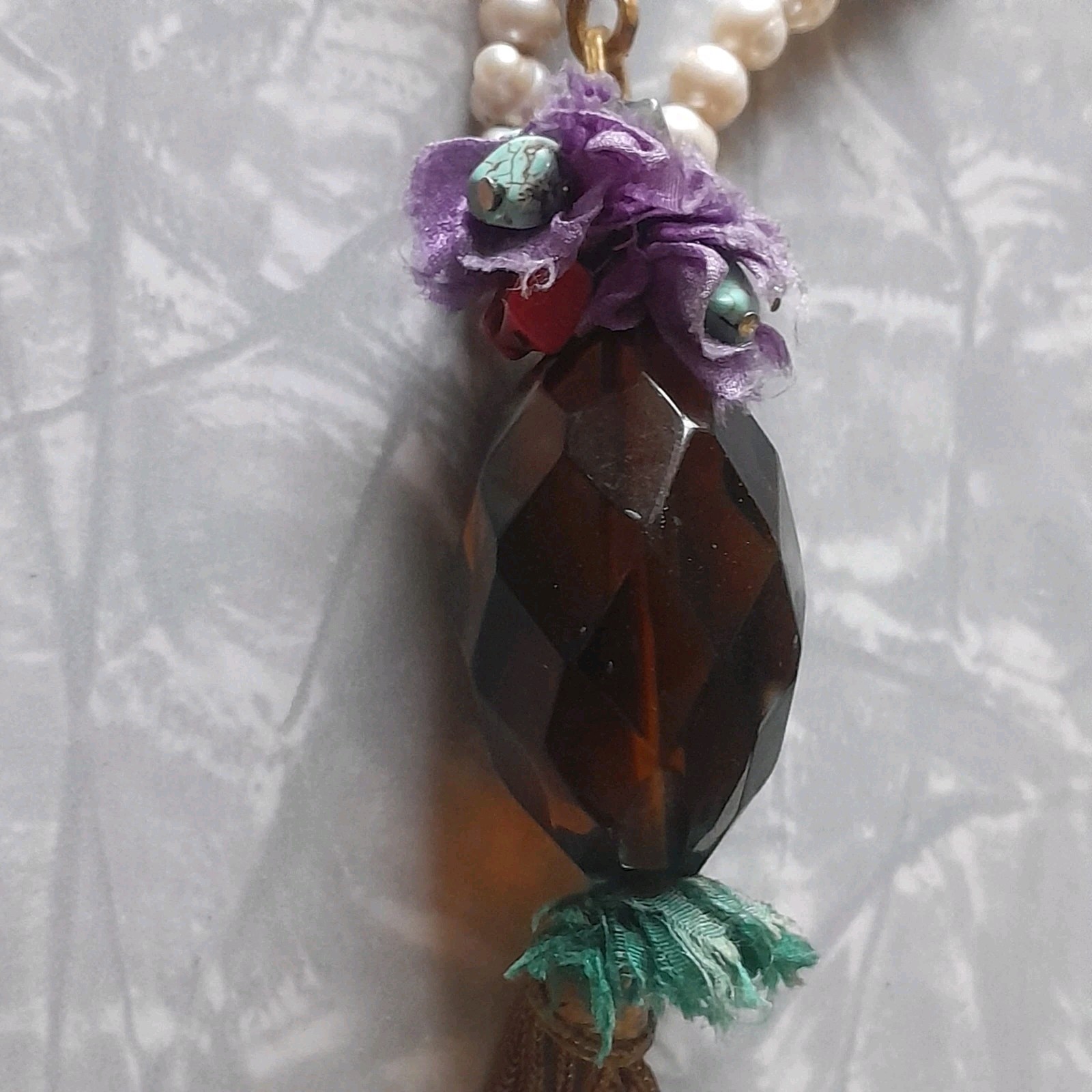 NECKLACE ARTISAN STATEMENT OOAK ASSEMBLAGE PEARL … - image 9