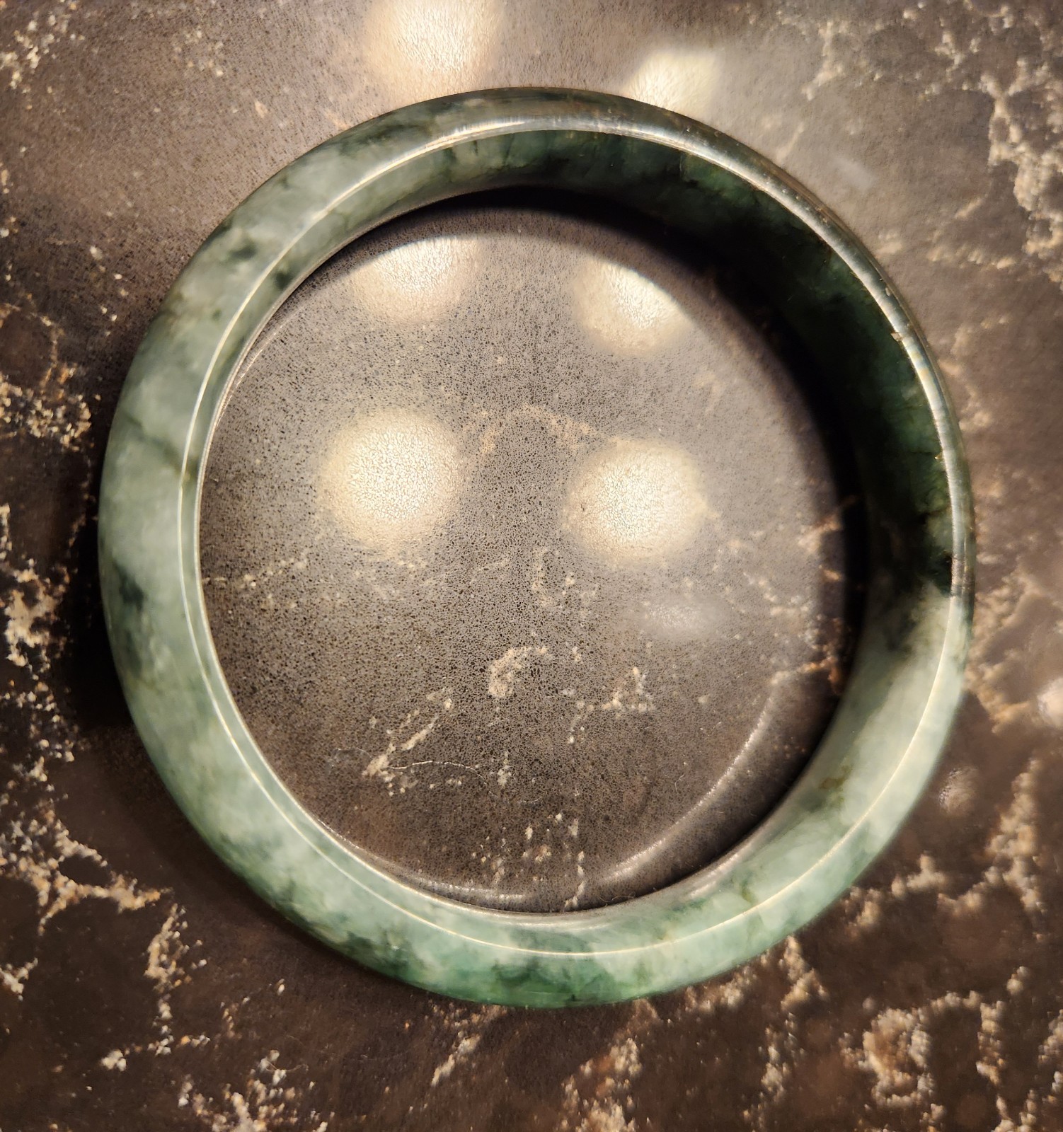 Solid Jade Bangle,  Two Toned - image 2