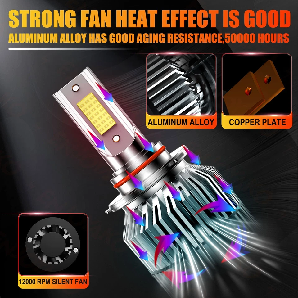 Bombilla de faro LED HID alta + haz bajo + luz antiniebla para Lincoln Town Car 2003-2010 2011 Foto 2 de 4