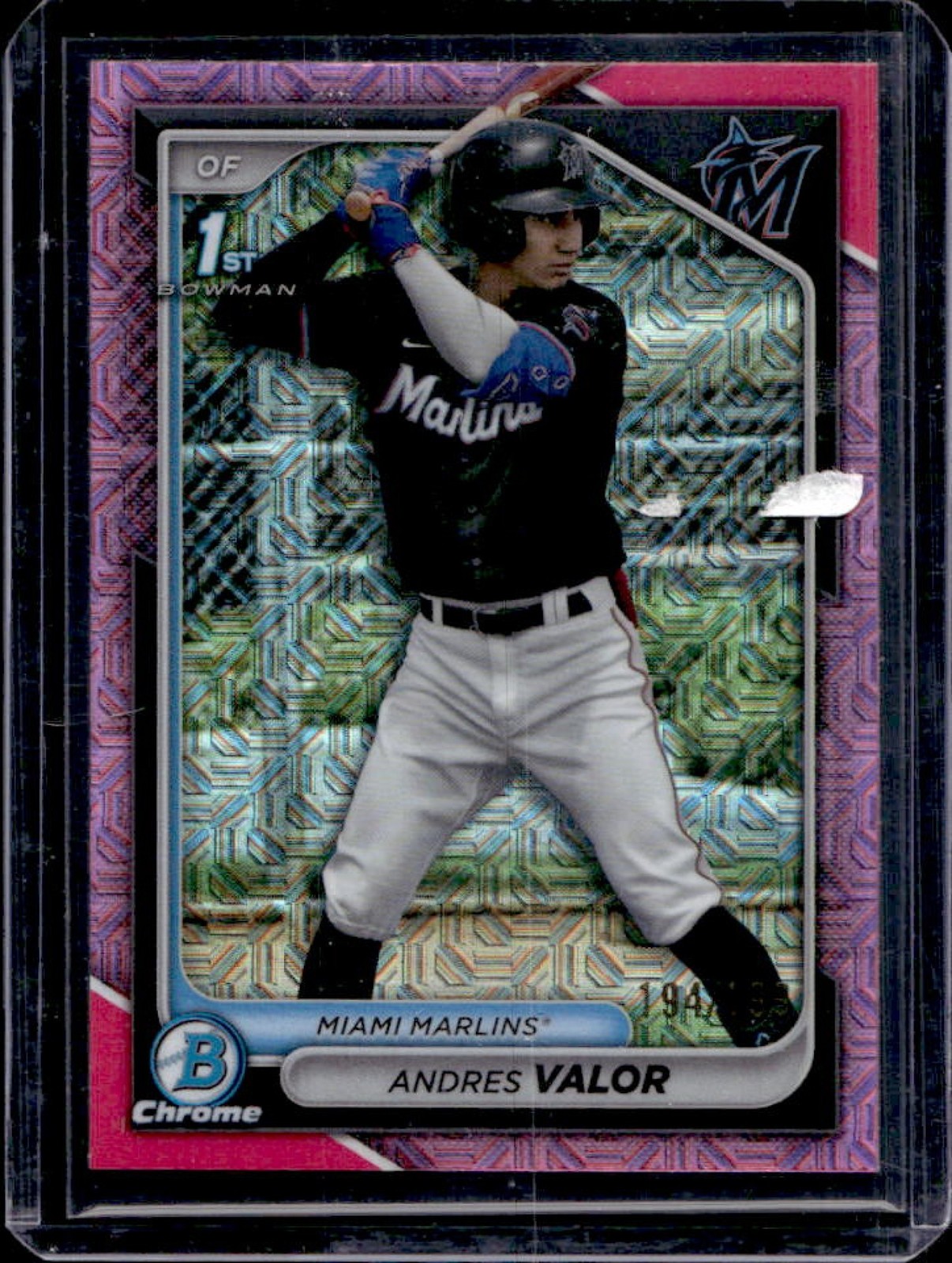 2024 Bowman Chrome Andres Valor Mega Box Pink Mojo Refractor 1st #/199 Marlins