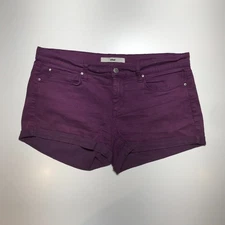 Else Shorts Womens W30 Cuffed Denim Low Rise Shortie Purple Jean Stretch