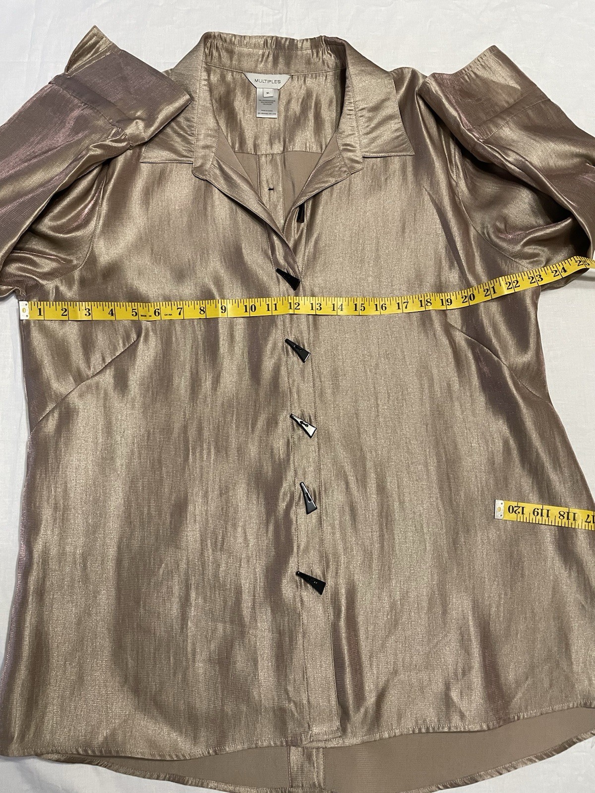 Women’s Multiples Button Up Iridescent Blouse Vin… - image 7