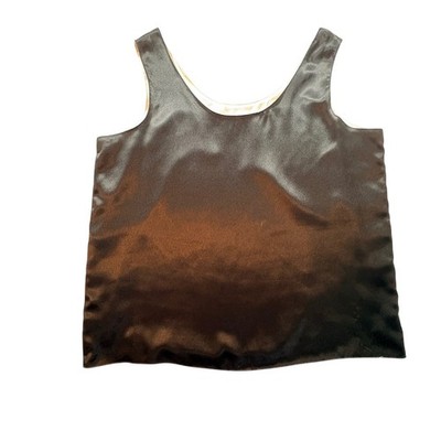 E.K. Designs Reversible Satin Tank Top Womens Large Black Gold Sleeveless Blouse