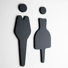 Men's and Women's Restroom Sign   Unisex Bathroom Door Signage in Black Acryl...