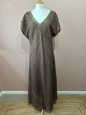 Vintage Anokhi For East Maxi Dress UK 18 Olive Green Printed Artisan