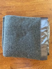 Fairbault Mill Pure  Simple Satin Wool Blanket King NWT Charcoal Discontinued