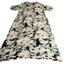 Simply Vera Vera Wang Kaftan Dress Womens 2X White Blue Tie Dye V Neck Rayon