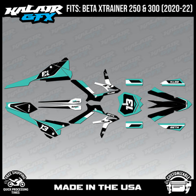 Graphics Kit for  Beta Xtrainer 250 300 2020 2021 2022  Factory - TEAL
