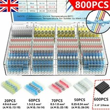 800Pcs Solder Seal Sleeve Heat Shrink Electric Butt Wire Connectors Terminal Kit