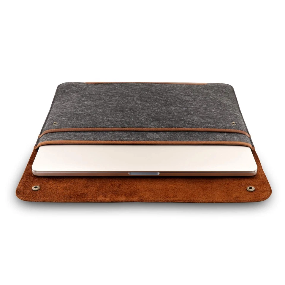 Housse MacBook en Cuir Véritable et Polaire pour MacBook Pro et MacBook Air -... - Photo 2/4