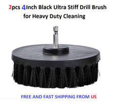 2pcs 4 Inch Black Ultra Stiff Drill Brush for Heavy Duty Cleaning