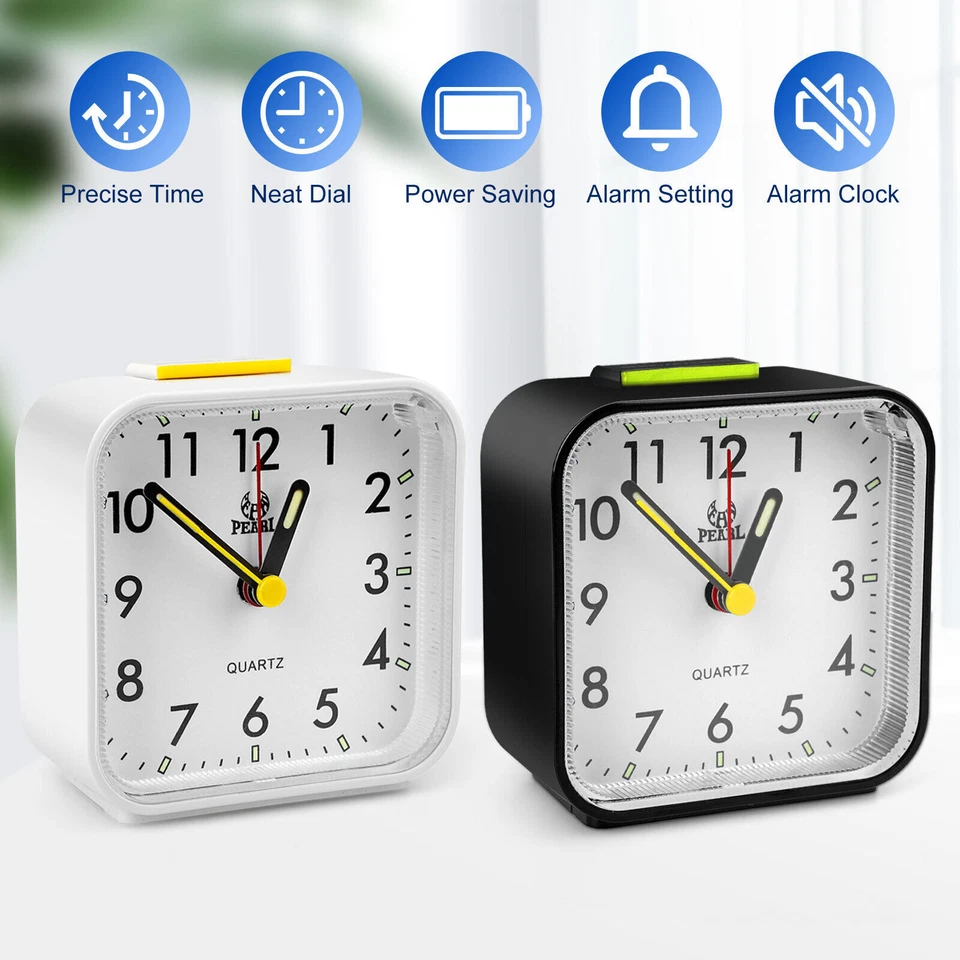 Led Desk Quiet Non Ticking Battery Powered Bedroom Alarm Clock Nightlight Sleep - Image 4 of 4