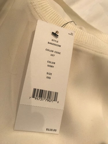 $119 DKNY DONNA KARAN Ivory Long Sleeve Tunic Blouse Top XXS - S Oversized NWT - Picture 9 of 10