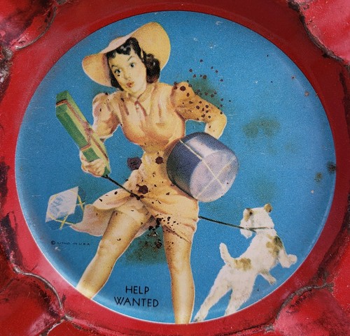 Vintage Risque Advertising Pin Up Ashtray Tin New Magnolia Hotel Jacksonville FL - Picture 3 of 12