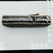 Antique All Metal Printing Printers Blocks Special Announcement Letterpress 19
