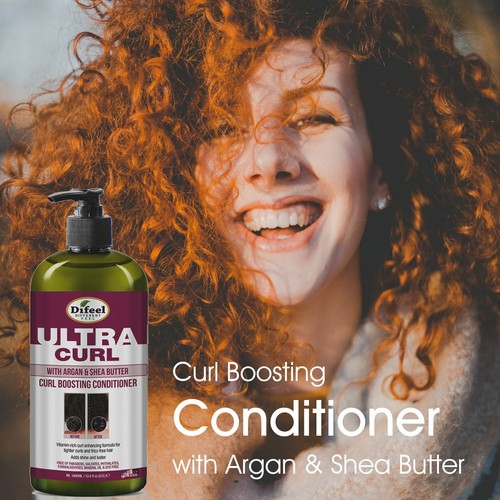 Difeel Ultra Curl con argán y manteca de karité - Acondicionador potenciador de rizos 33,8 oz. - Imagen 2 de 7