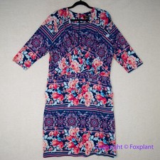 Single floral print three quarter sleeve sheath dress wrap with pockets, 5X
