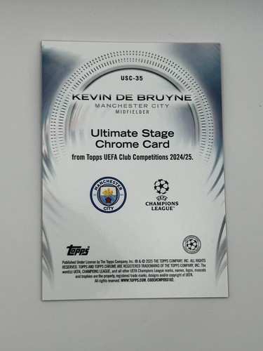 2025 Topps Chrome Ultimate Stage Kevin De Bruyne USC-35 /75 - Picture 2 of 2