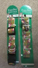 Ever Pet Fashion Collar & Leash-Adjustable Fit -Large 23" -Green/Purple   (G 46)