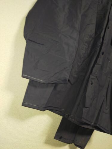Retro navy vinyl rainsuits jacket and pants rough surface PVC - Picture 10 of 20