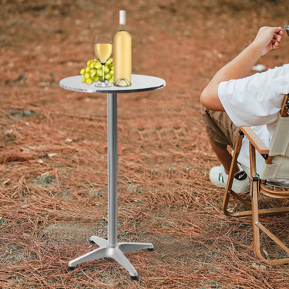 Mesa de jantar altura bar pub redonda alta dobrável pátio interno/externo festa de metal - Imagem 3 de 4