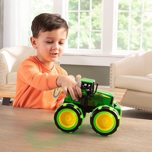 new TOMY John Deere Monster Treads Lightning Wheels Green Tractor Lights Up - Picture 4 of 6