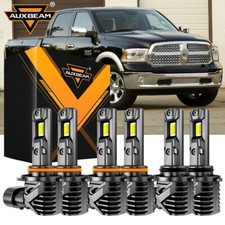 6x Auxbeam Led Headlight Bulbs For 2016 2017 Ram 1500 2500 3500 Projector Model