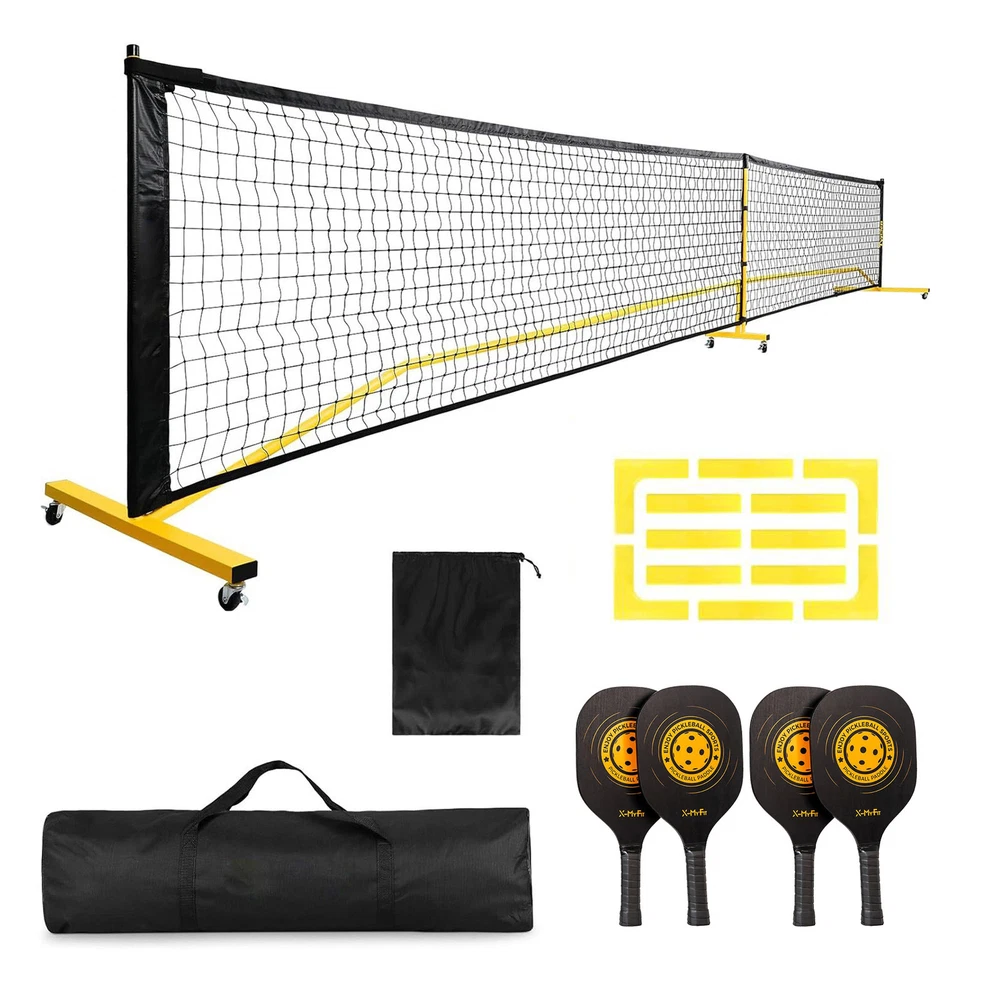 Pickleball Net Set With Wheels And Court Marking Kit 22 FT Pickleball Nets Frame