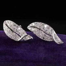 Women's Beauty Stud Earring 14K White Gold Plated 2.0Ct Round Simulated Diamond