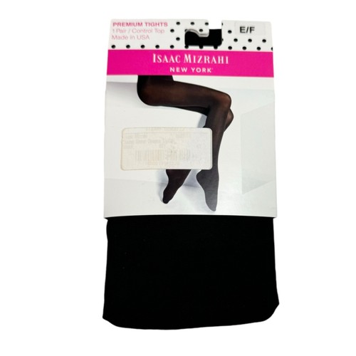 NEW Isaac Mizrahi Black Tights Sz. L 2PCs Opaque Stretch Control Top - Picture 2 of 8