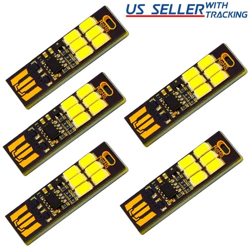 5pcs 6-LED USB Portable Keychain Lamp with Touch Dimming 1W Daylight White 6000K