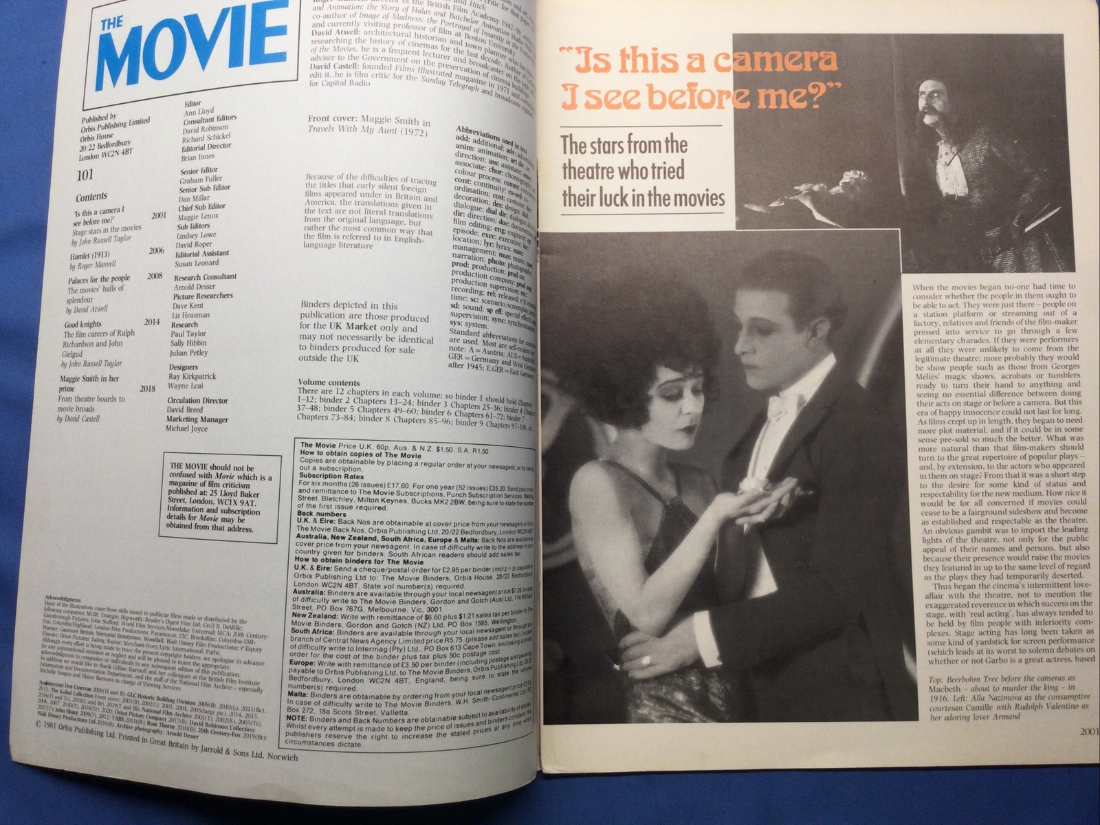 The Movie: Illustrated History of the Cinema Magazine #101 MAGGIE SMITH  1981 | eBay