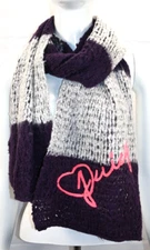 Juicy Couture Purple & White Scarf with Hot Pink Accent Very Soft Size 13" X 64"