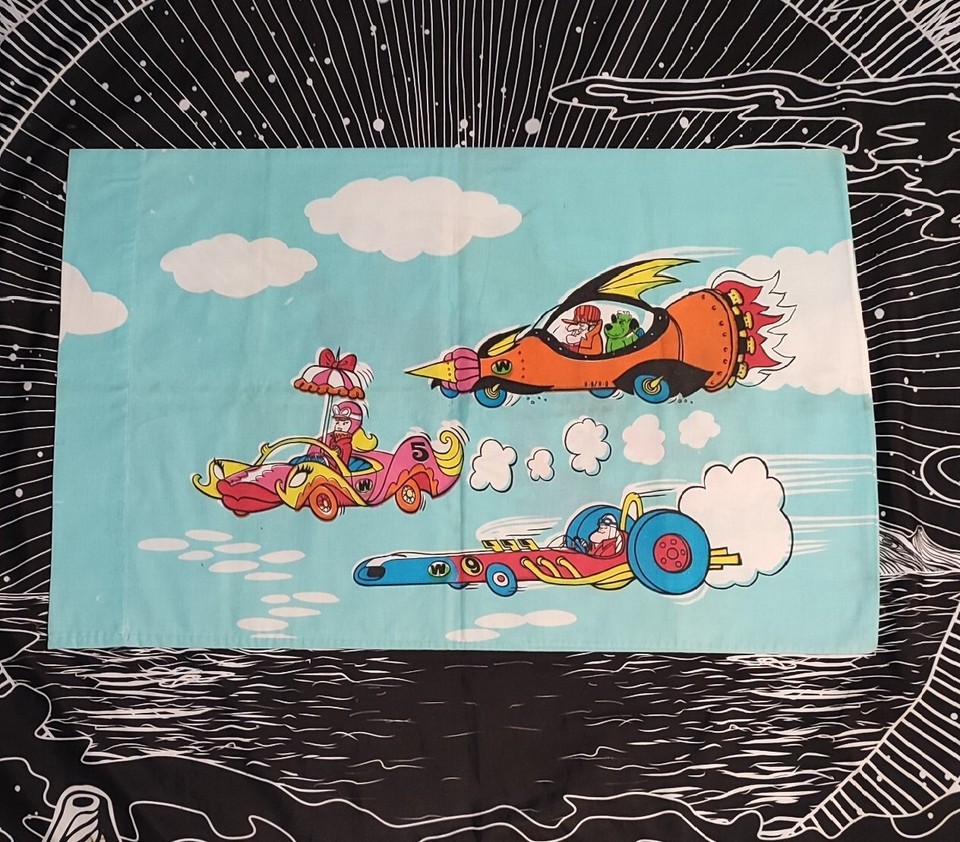 Vtg Wacky Races HannaBarbera Pillowcase Penelope Pitstop Muttley Dick