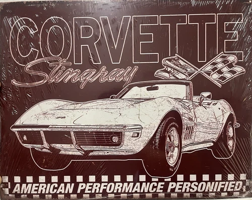 Corvette Metal Tin Sign for Wall Vintage ! 12.5'' x 16''