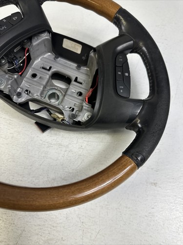 2009- 2012 Buick Enclave Leather Steering Wheel Black Woodgrain Audio & Cruise - Picture 7 of 13