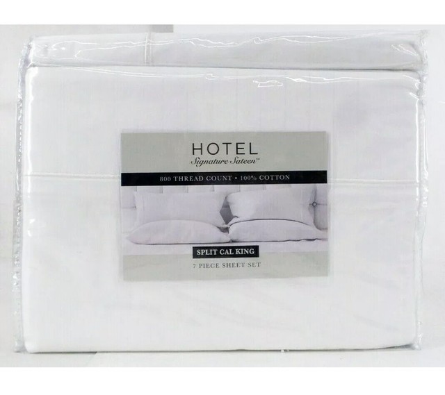 Hotel Signature Sateen 800 TC 100 Cotton Split Cal King 7 Pc. Sheet Set