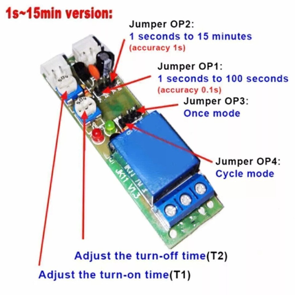 2x 12V Infinite Cycle Delay Time Timer Relay Turn ON OFF Switch Loop ...