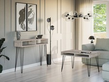 Living Room Furniture Set Industrial Unit Hairpin Metal Legs Grey Oak Effect MR