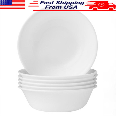 Set of 6 Durable Microwave Safe Soup Bowls Stackable Design Easy Storage White 