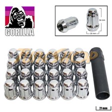 24 Gorilla Spline Tuner Lock Lug Nut 12x1.25 1.25 Acorn Wheel Rim Chrome Close N