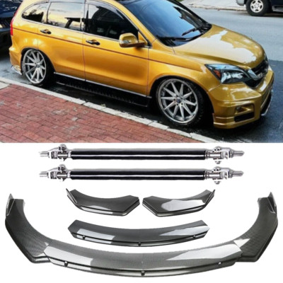 For Honda Pilot Carbon Fiber Style Front Bumper Lip Spoiler +Strut Rods Body