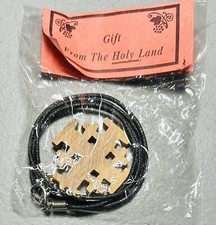 Genuine Grade A Olive Wood Holy Land Jerusalem Cross Necklace from Israel New
