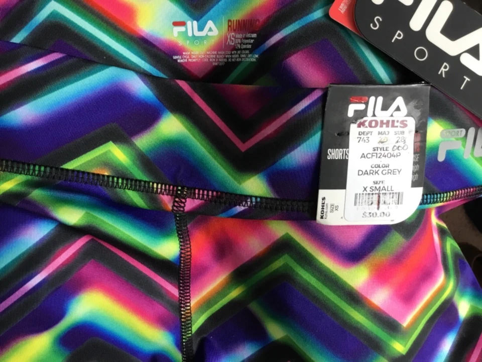 Ladies  Spandex  Running Shorts Size XS  Multi Color  New With Tag - Image 3 of 3