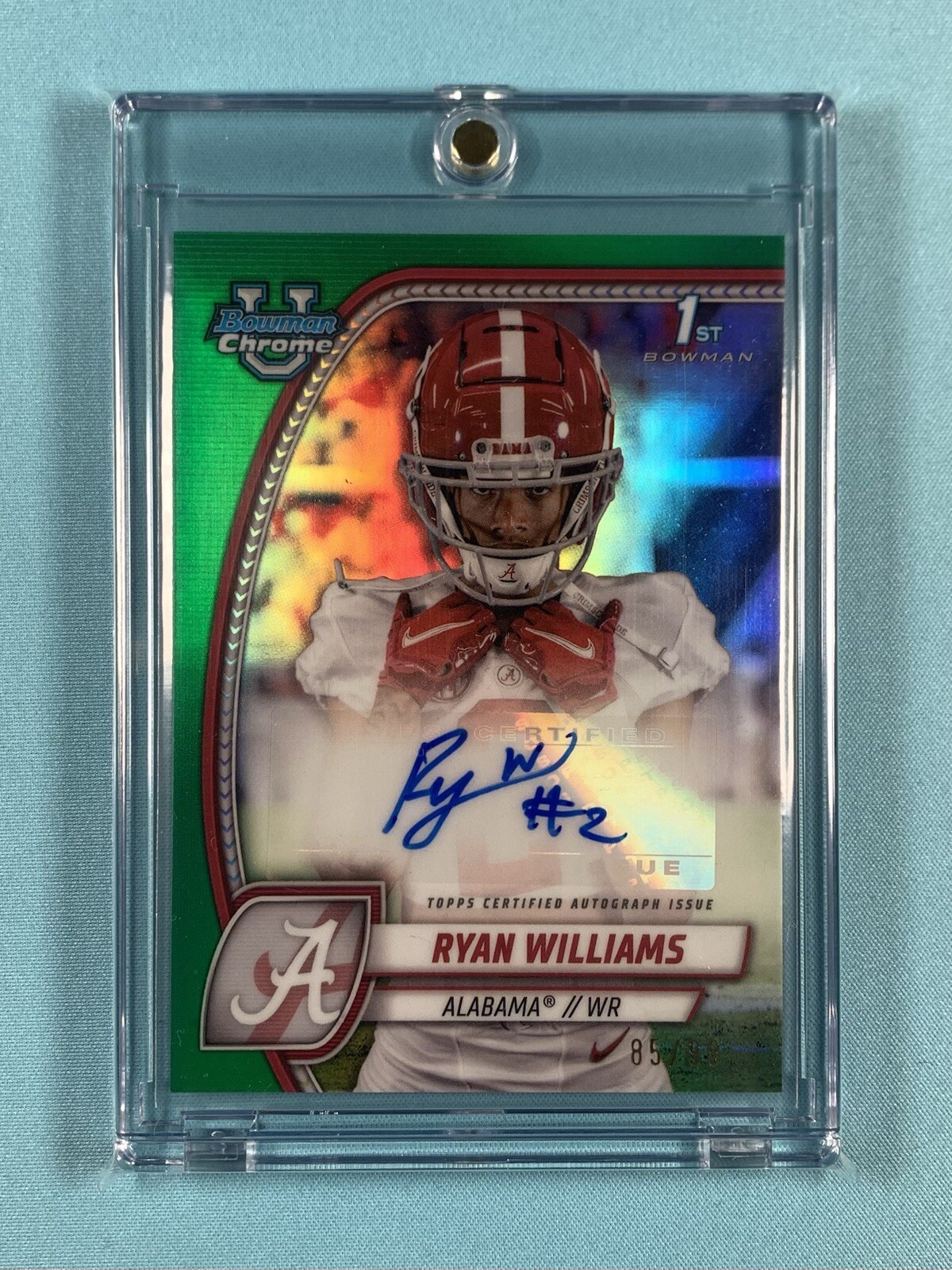 Ryan Williams 2024 1st Bowman Chrome U Green Refractor Auto /99
