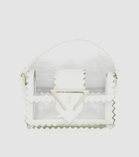 NWT $599 Sara Battaglia Women White Leather Shoulder Handbag Crossbody Purse Bag