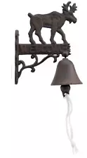 Cast Iron Dinner Bell Moose Welcome Sign Outdoor Decor