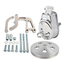 For Sbc Chevy Saginaw Chrome Power Steering Pump Aluminum Bracket Pulley For Sbc Chevy Saginaw Chrome Power Steering Pump Aluminum Bracket Pulley