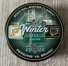 TAYLOR HALL SIGNED BOSTON BRUINS 2023 WINTER CLASSIC PUCK w/EXACT VIDEO PROOF