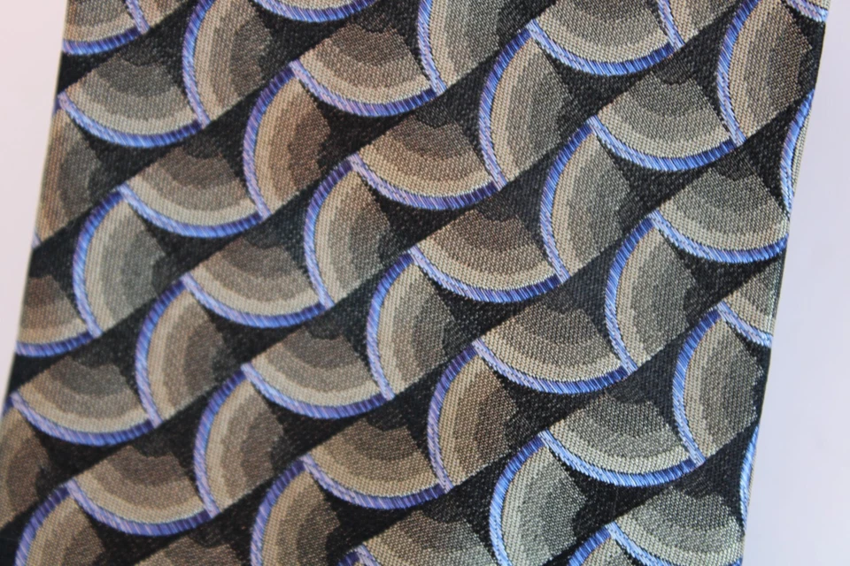 Corbata de seda clásica de colección Joseph Feiss para hombre 62x4 negra/azul geométrica de diseñador Foto 2 de 4